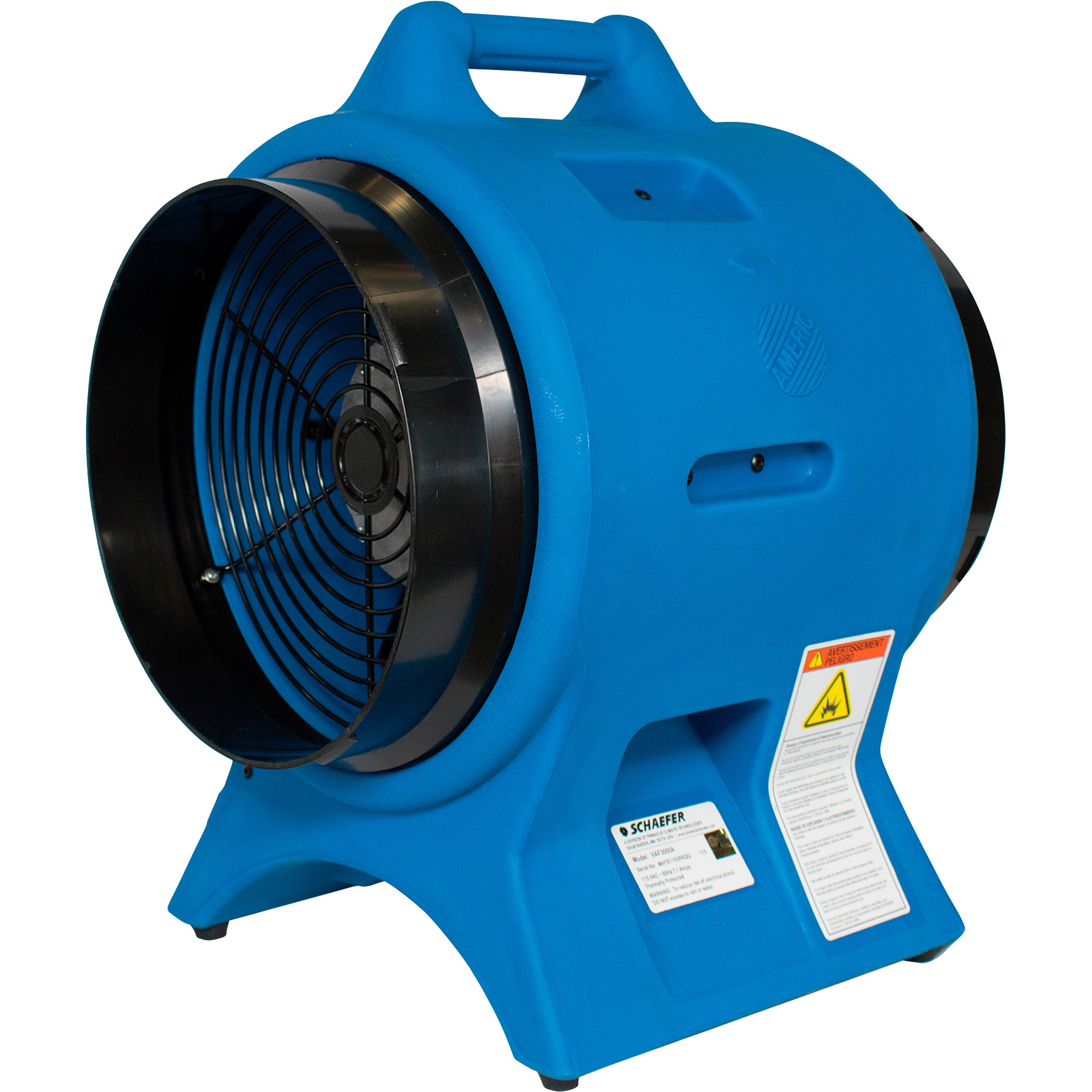 Schaefer Americ Confined Space Ventilation Blower Fan, 12in., 1 HP, 2,796 CFM, Model# VAF3000A